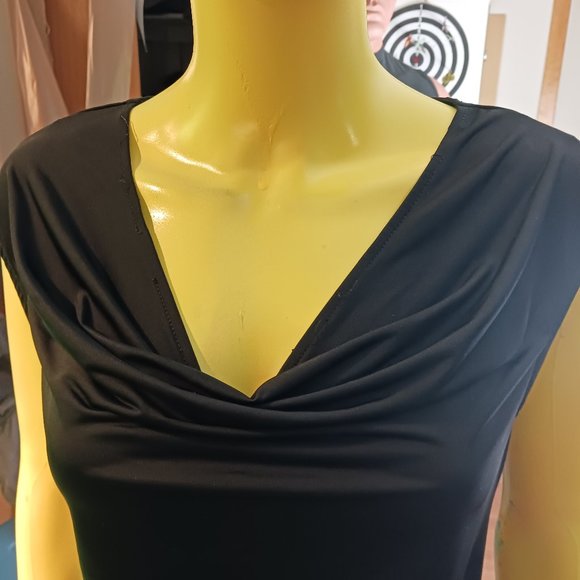plunging collar polyester dress black women zokai medium - Picture 1 of 7